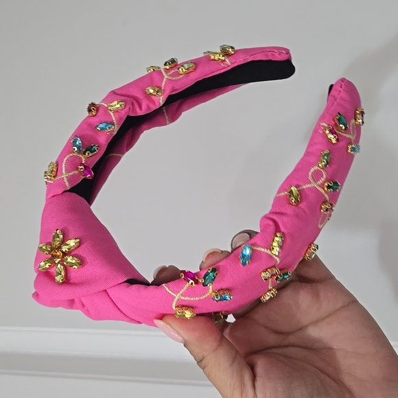 Accessories - New pink Christmas headband, with stringless lights gemstones,  top knot. Women